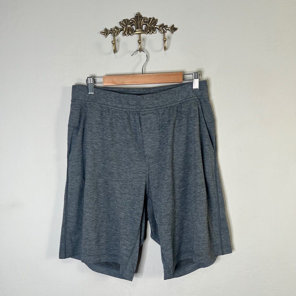 Lululemon Shorts At Ease Mens Size L Grey Heathered Knit Drawstring Pocket